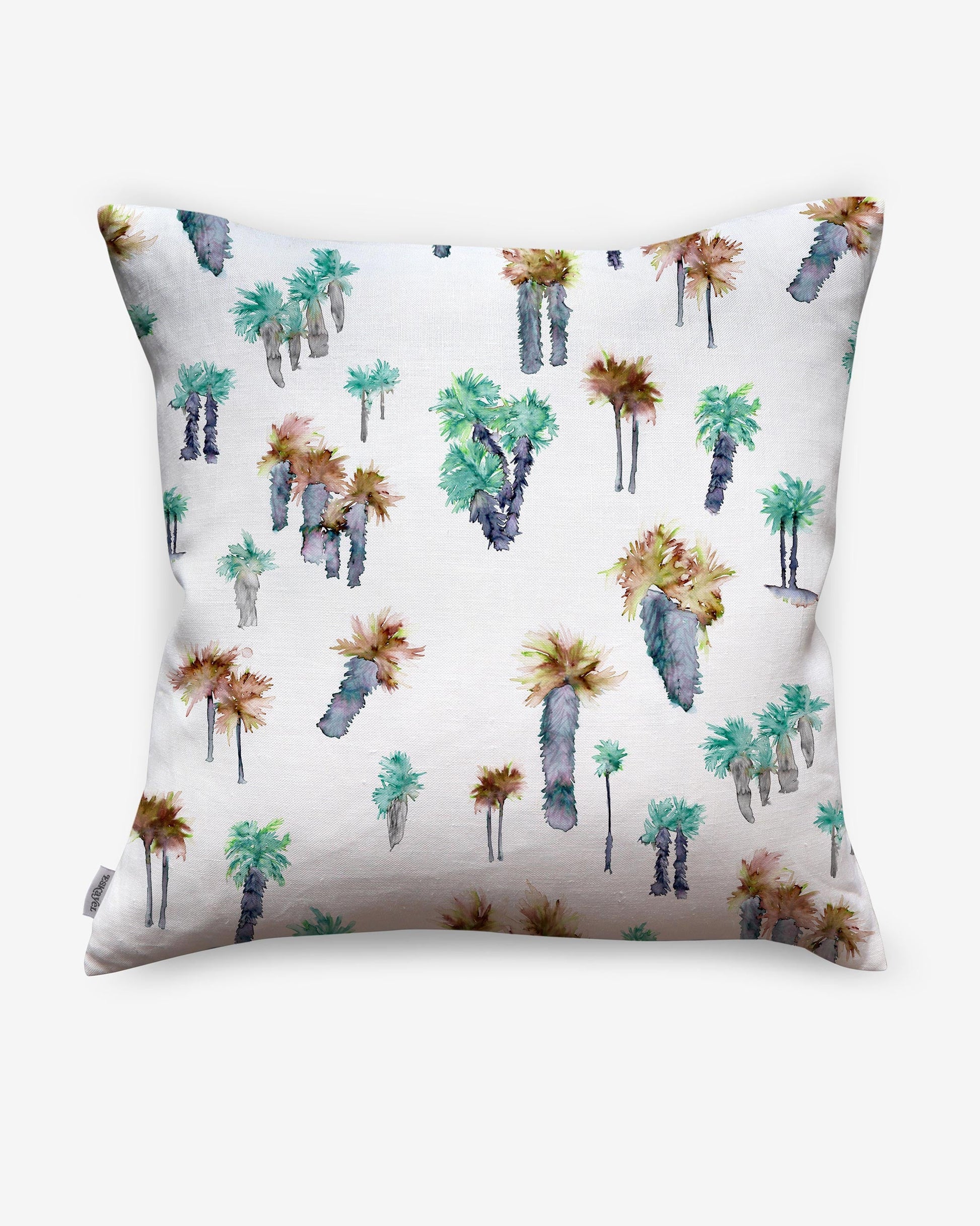 A Perfect Palm Pillow Pool with watercolor palm trees on it