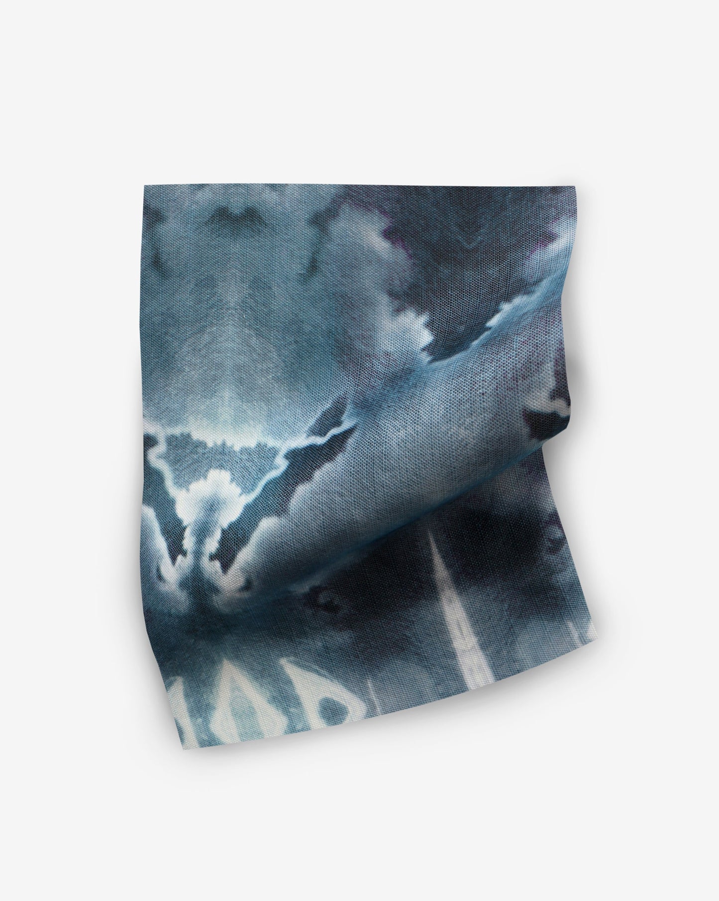 An image of a blue and white tie dye pattern on a Septaria Performance Fabric Sample dark