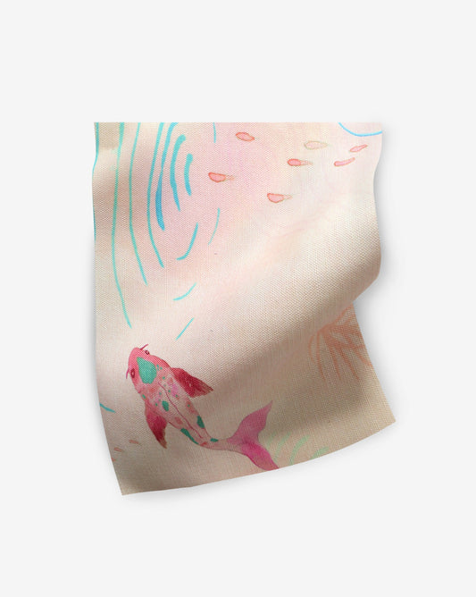 A Water Signs Performance Fabric Sample Multi hand fabric with koi fish on it