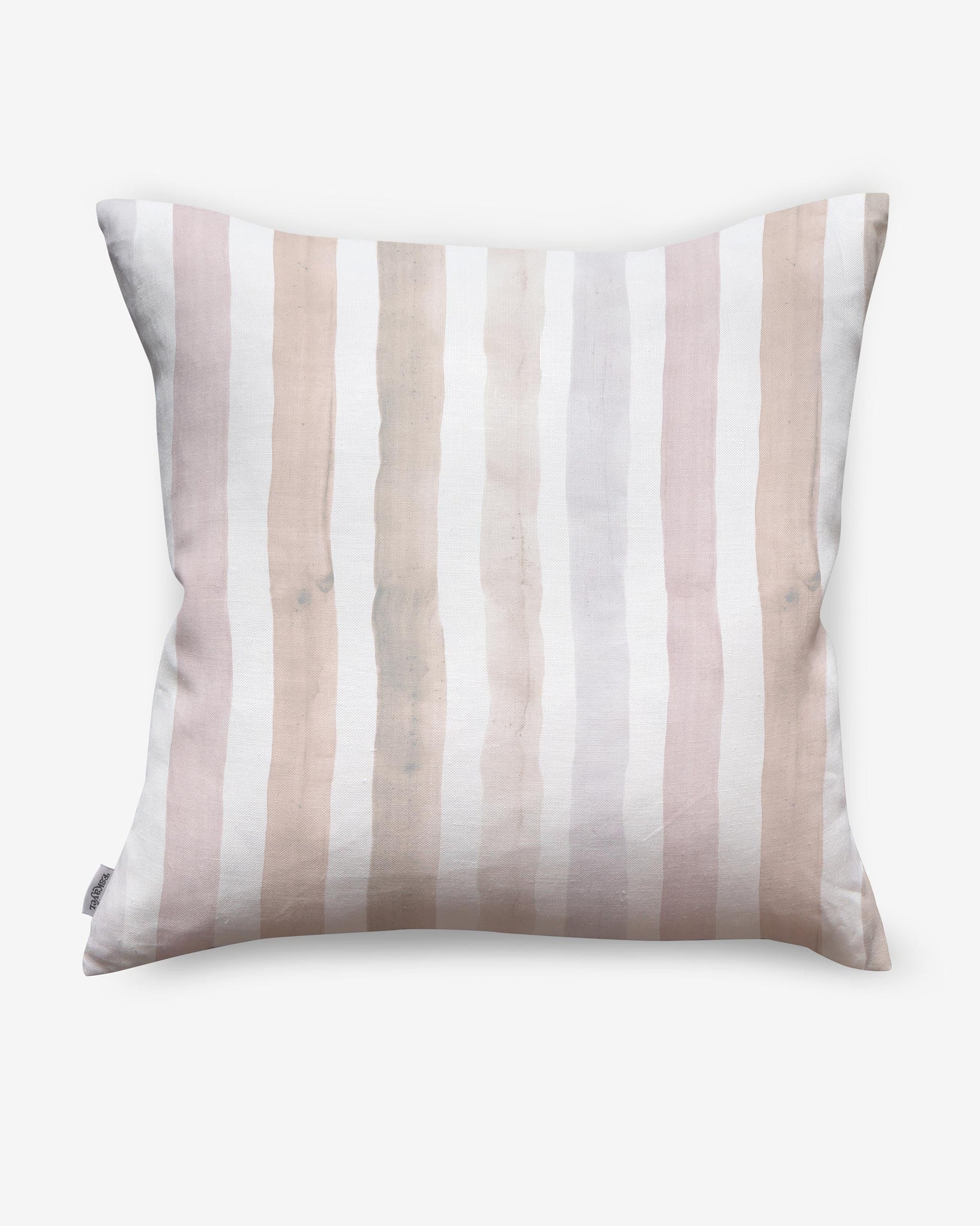 A Gradient Stripe Outdoor Pillow Pink Island with a pink and beige Gradient Stripe pattern