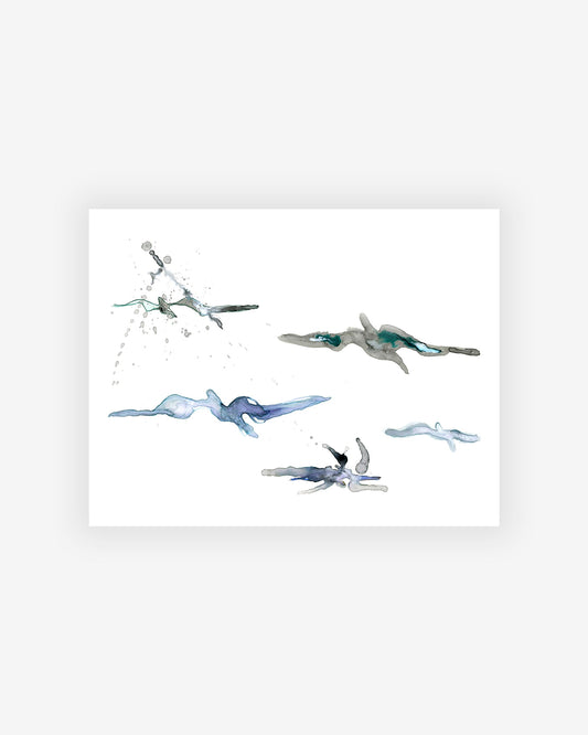 A group of Birds Print flying in the air, captured beautifully by an artist