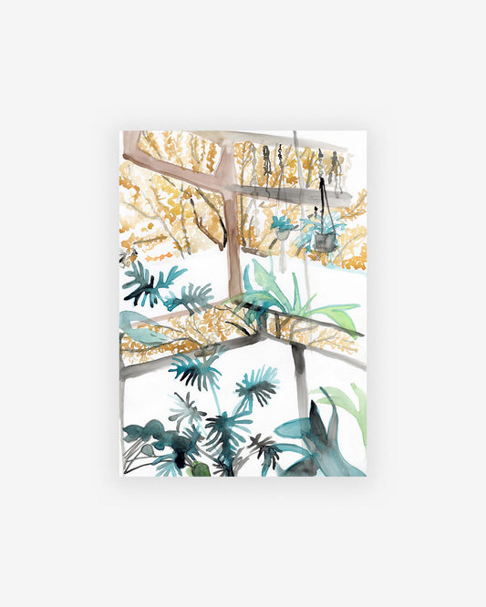 A Bay View Print of a tree and plants by the Eskayel founder on a white background
