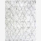 A white and gray Peaks Hand Knotted Rug Grey with a geometric design, hand-knotted composition, inspired by Shanan Campanaro