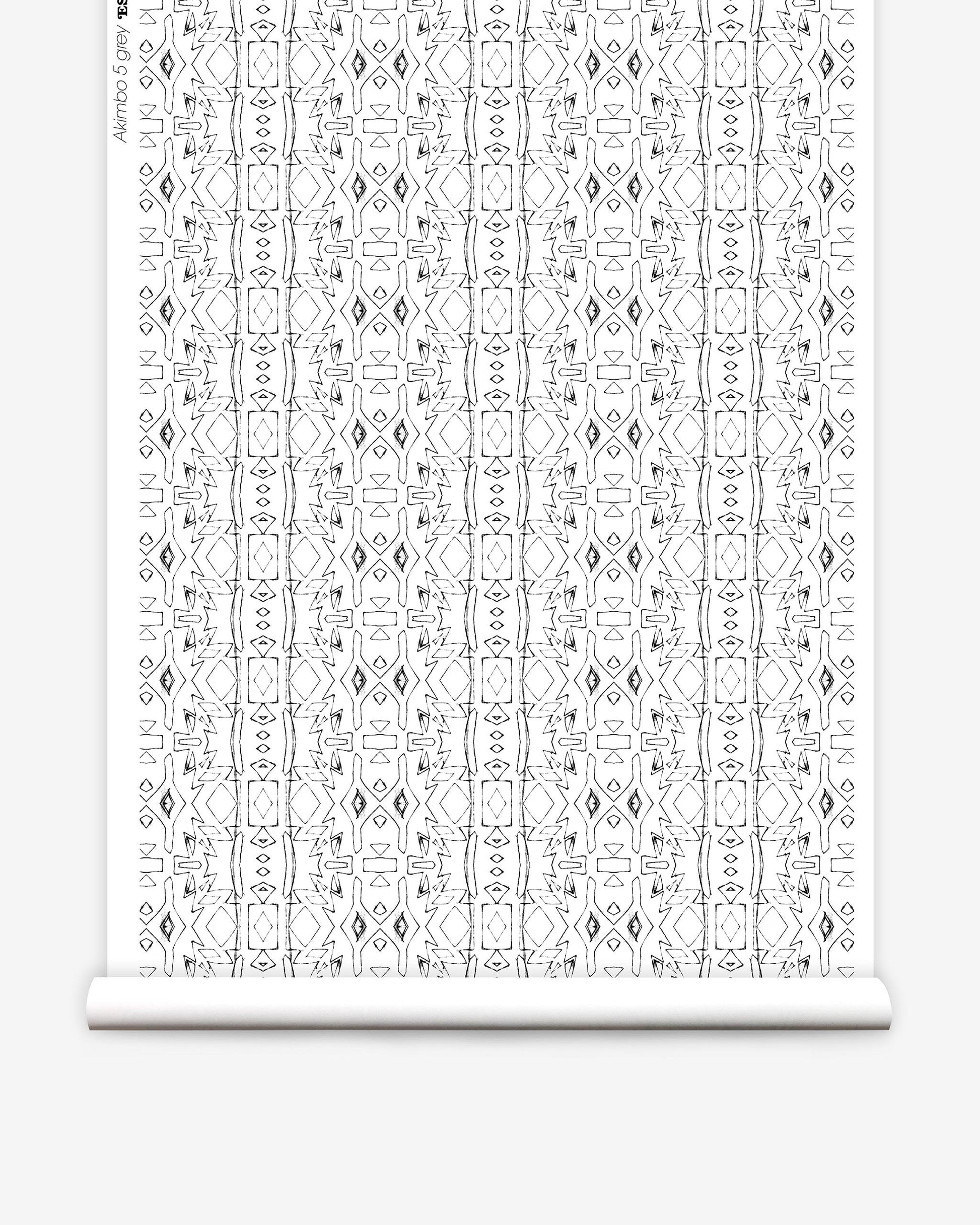 A Akimbo 5 Wallwallpaper Greyscale pattern on a roll of wallpaper