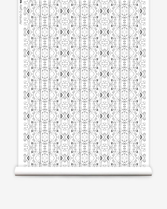 A Akimbo 5 Wallwallpaper Greyscale pattern on a roll of wallpaper
