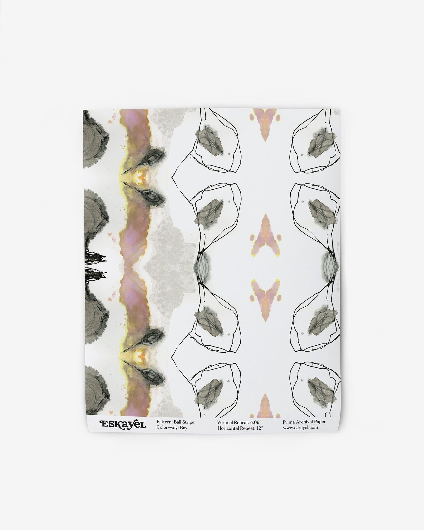 A Bali Stripe Wallpaper Sample with an abstract design on it