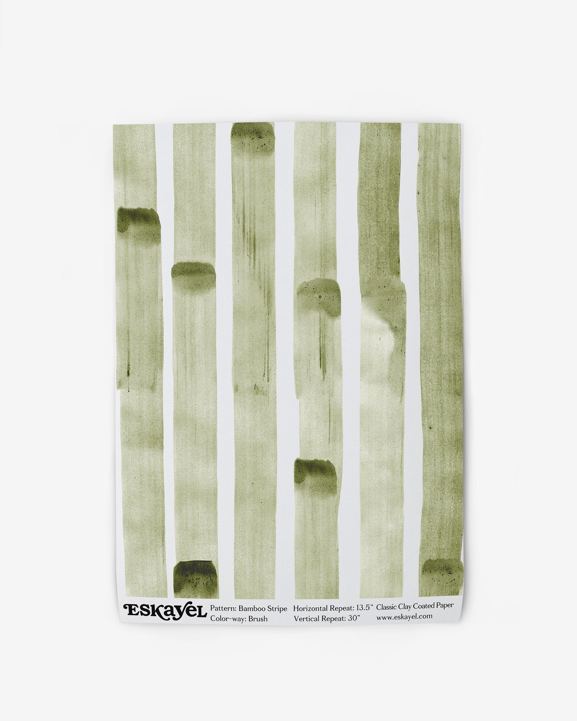 A Bamboo Stripe Wallpaper Brush with green and white stripes on it