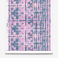 A pink and blue shibori tie-dye pattern on a roll of Banda Wallpaper Pinken