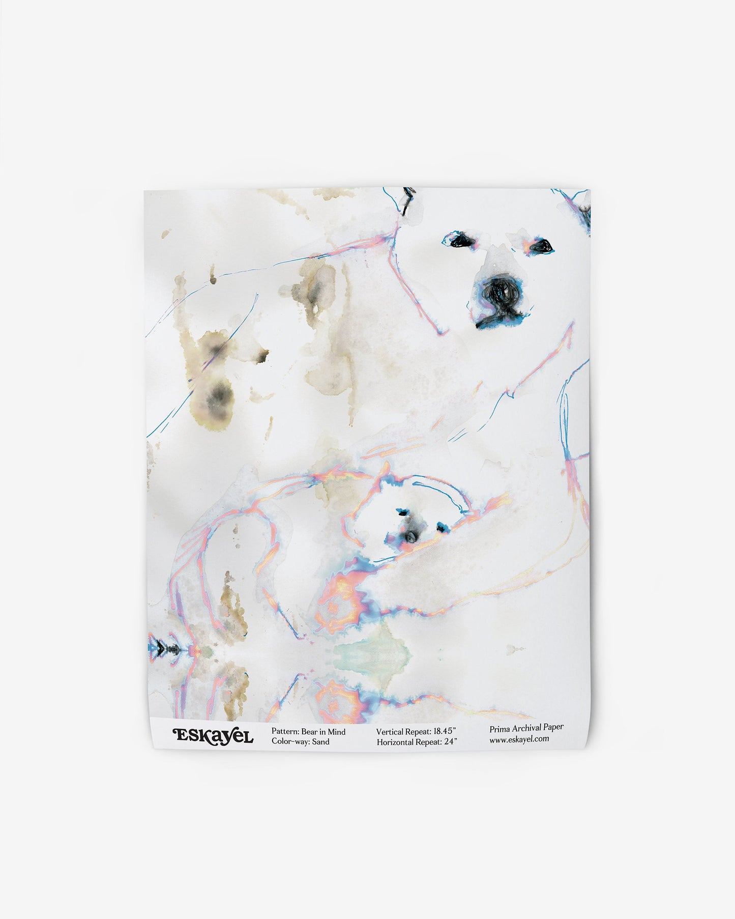 a sample of Bear in Mind Wallpaper Sample Sand featuringan image ofa polar bear on wallpaper