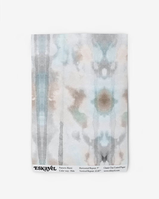A Biami Wallpaper Sample wallpaper with a blue and white tie dye pattern