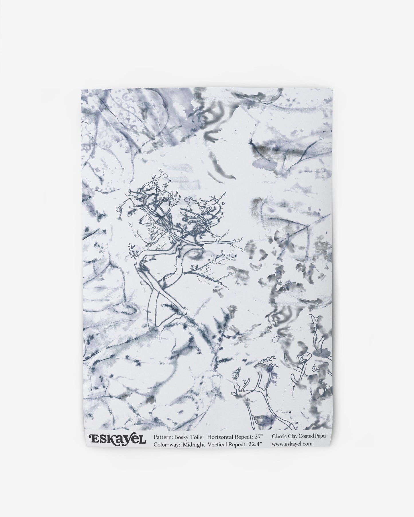 A luxury Bosky Toile Wallpaper||Midnight with a drawing of a horse on it.