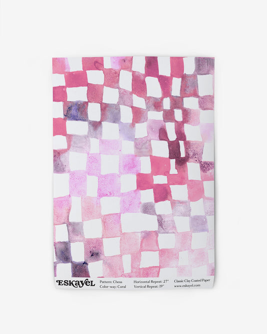 Wallpaper swatch image of Chess Coral watercolor artwork of a fluid and flowy checkerboard pattern | Eskayel