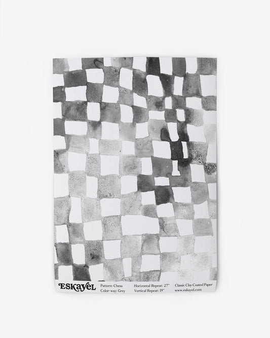 Wallpaper swatch image of watecolor Chess Grey artwork of a fluid and flowy checkerboard pattern | Eskayel