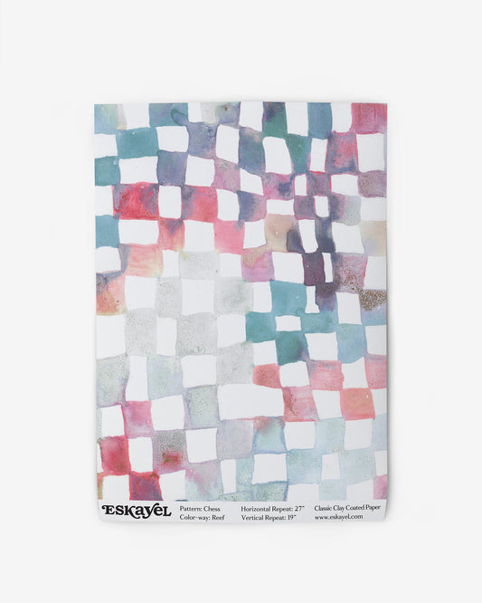 Wallpaper swatch image of watecolor Chess Reef artwork of a fluid and flowy checkerboard pattern | Eskayel