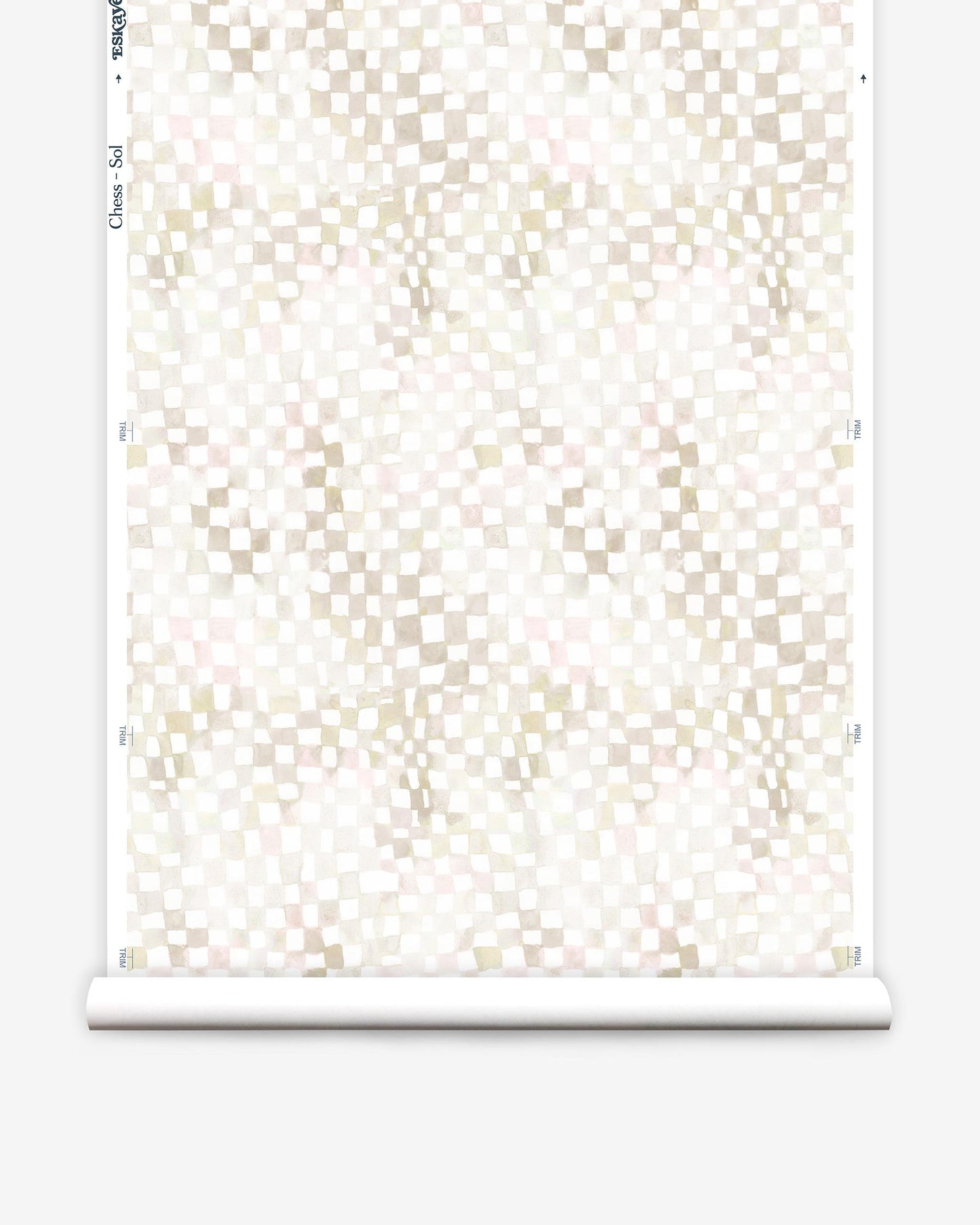 A roll of Chess Wallpaper||Sol with a pink and white checkered pattern.