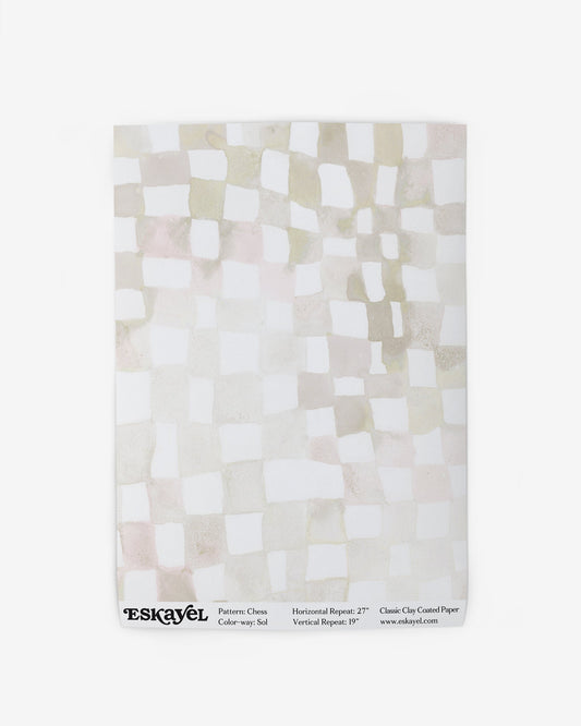 Wallpaper swatch image of Chess Sol watercolor artwork of a fluid and flowy checkerboard pattern | Eskayel