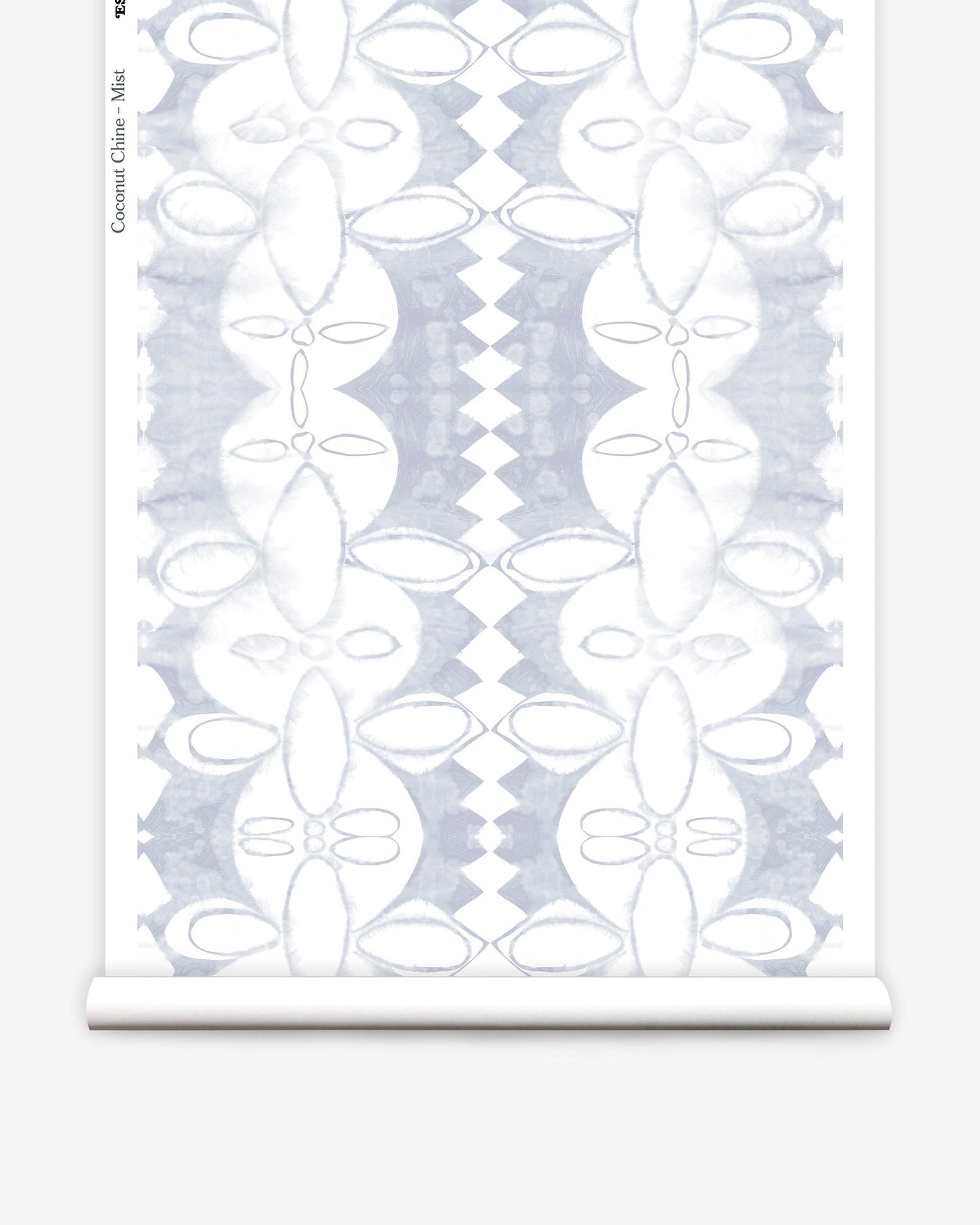 A roll of Coconut Chine Wallpaper||Mist with an abstract design on it.