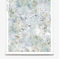 A white and green floral Cortile Wallpaper Aqua on a roll