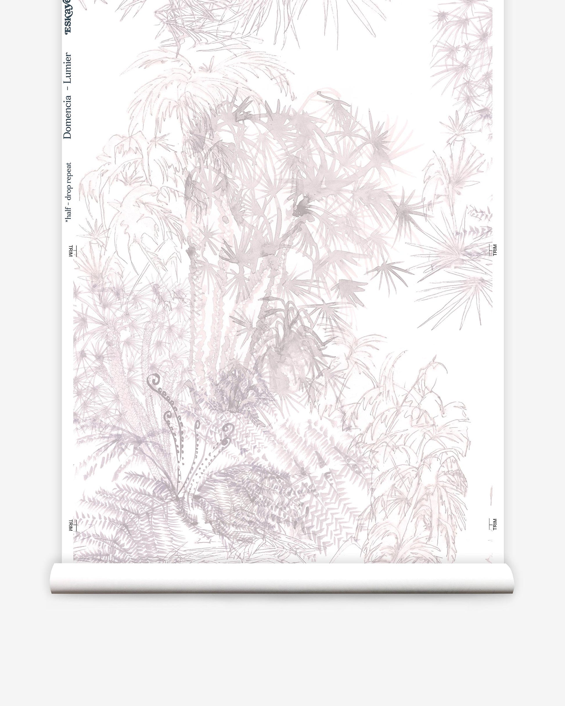 A roll of Domenica Wallpaper Lumier with an image of a tropical forest
