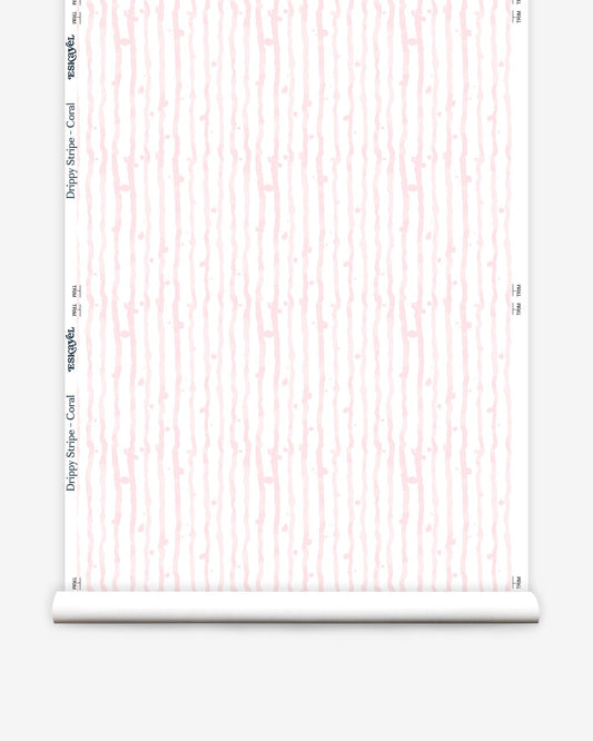 Drippy Stripe Wallpaper||Coral