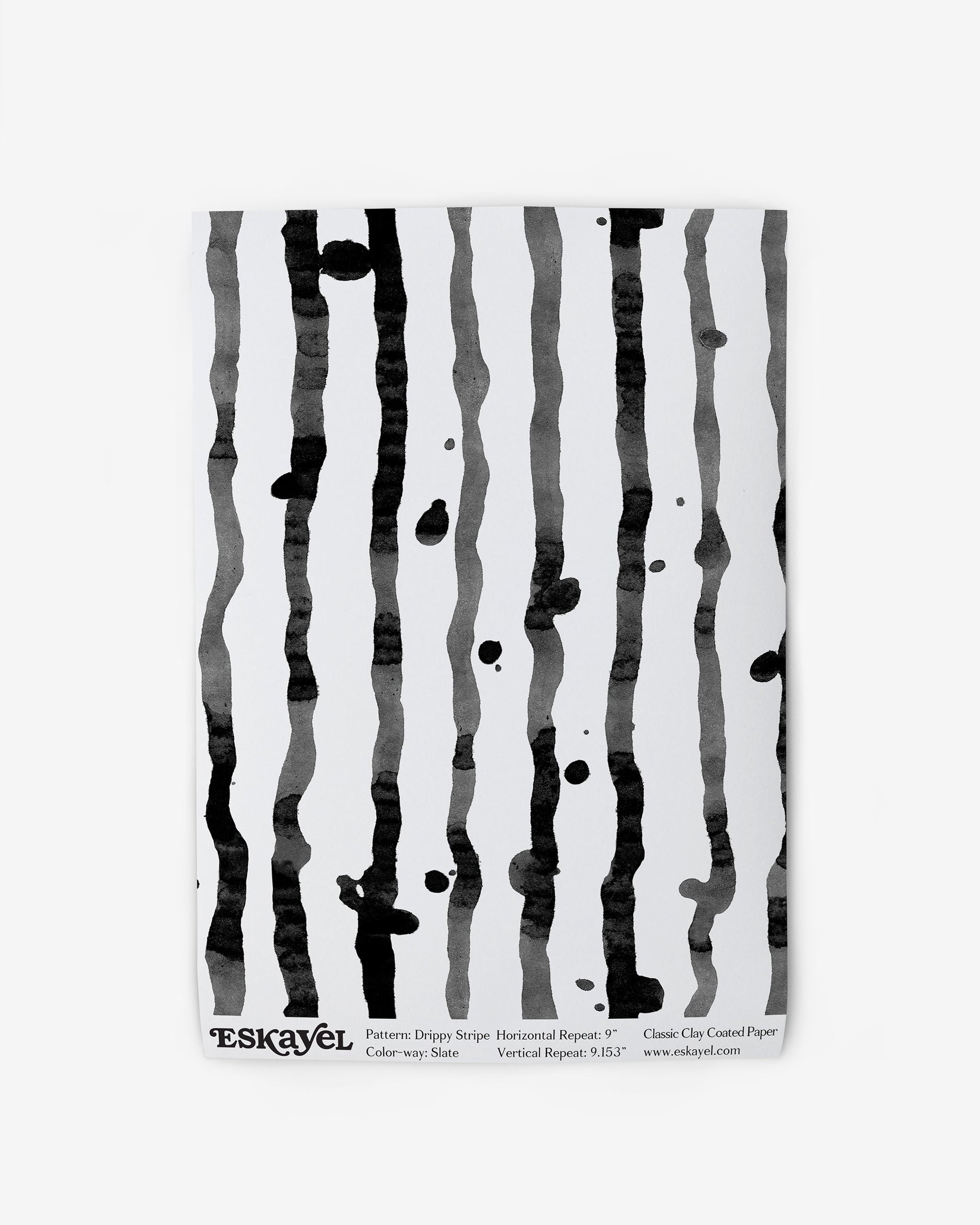 Drippy Stripe Wallpaper Sample Slate black and white stripes on wallpaper