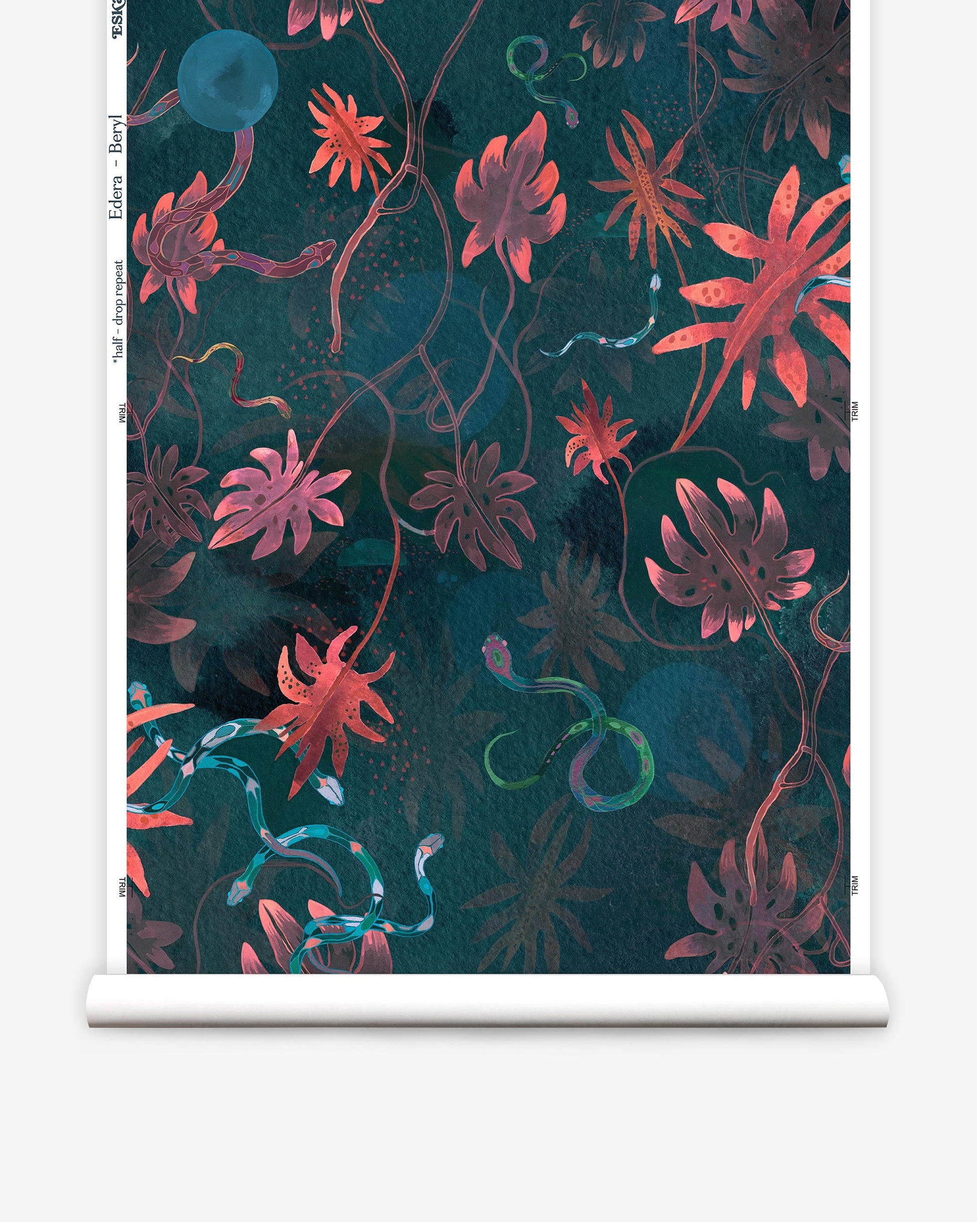 A roll of Edera Wallpaper with plants and flowers on it