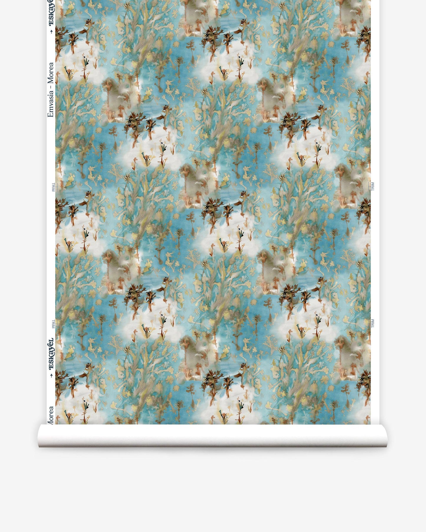 A blue and brown Emvasia Wallpaper||Morea with birds on it.
