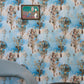 A chair in front of a wall with Aionas Wallpaper Morea