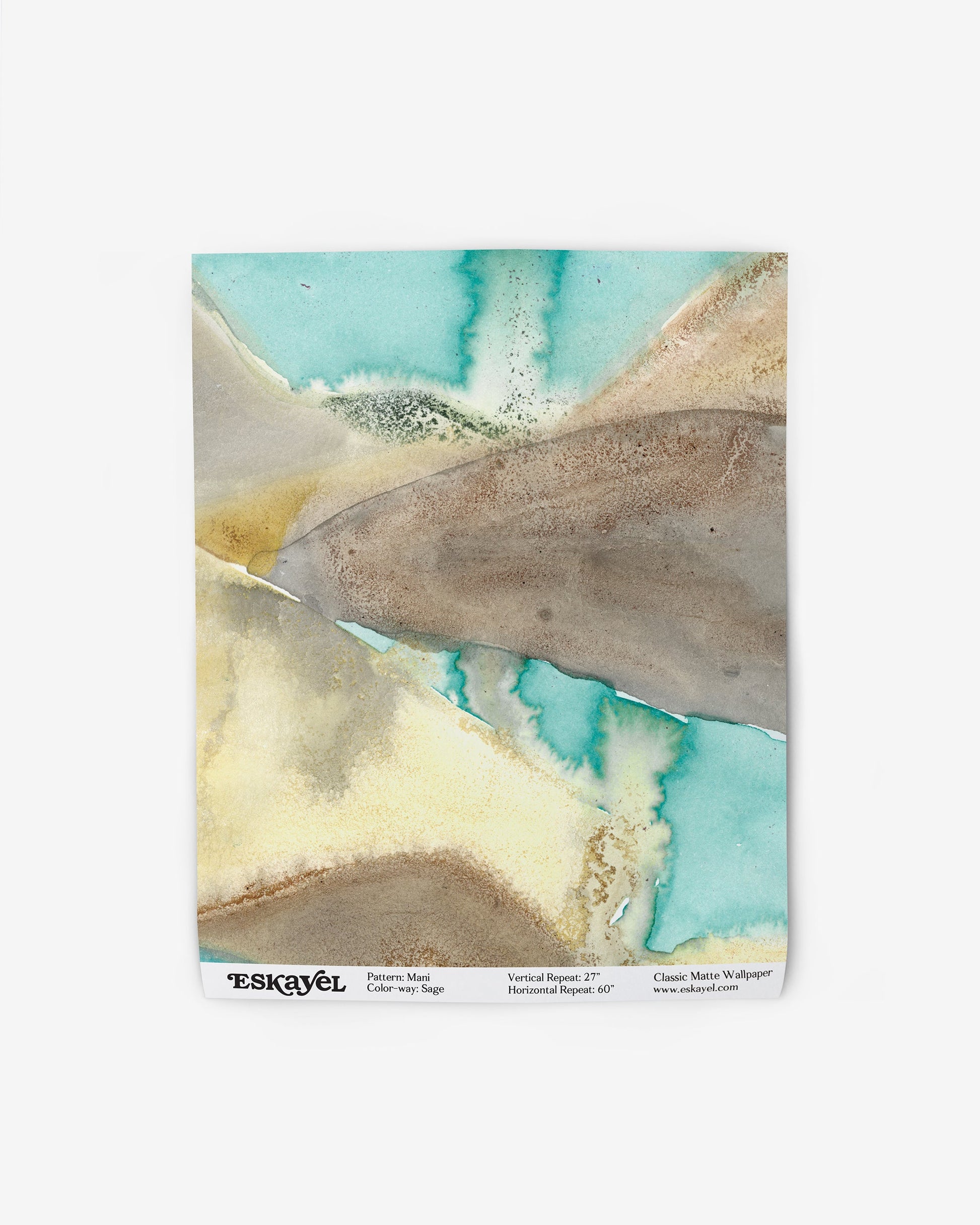 A Mani Wallpaper Sample||Sage watercolor painting of a beach scene.