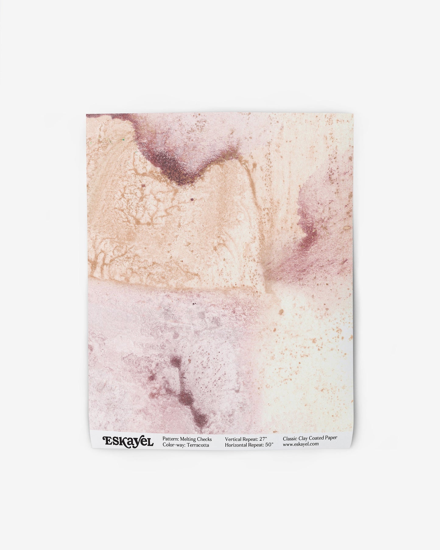 A pink and white Melting Checks Wallpaper with a marble pattern on it