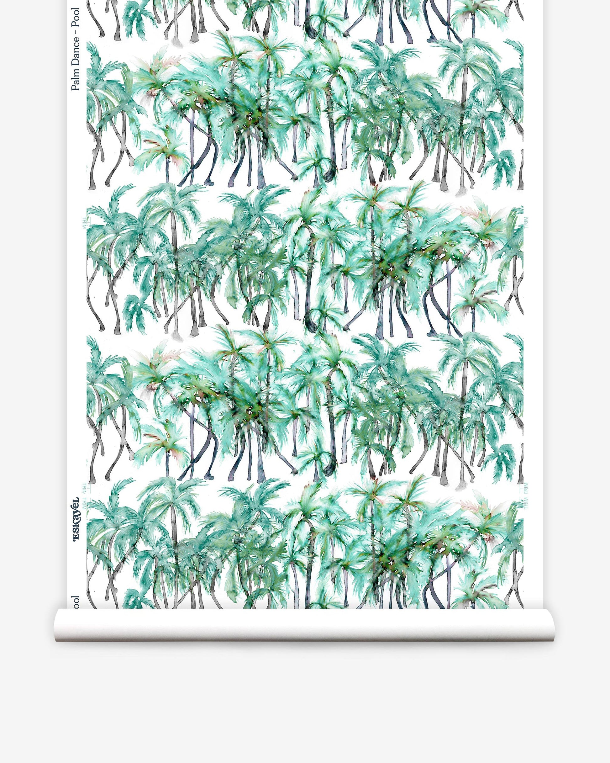 A roll of Palm Dance Wallpaper Pool with watercolor pattern