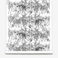 A black and white drawing of palm trees on a roll of Palm Dance Wallpaper||Shadow.