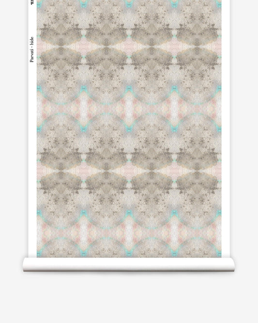 A roll of wallpaper with an Parvati Wallwallpaper Hide pattern on it