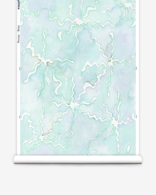 A roll of Pecosa Wallpaper||Brisa with a watercolor design on it.