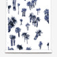 A luxury Perfect Palm Wallpaper Midnight with a watercolor style featuring palm trees in a blue and white design