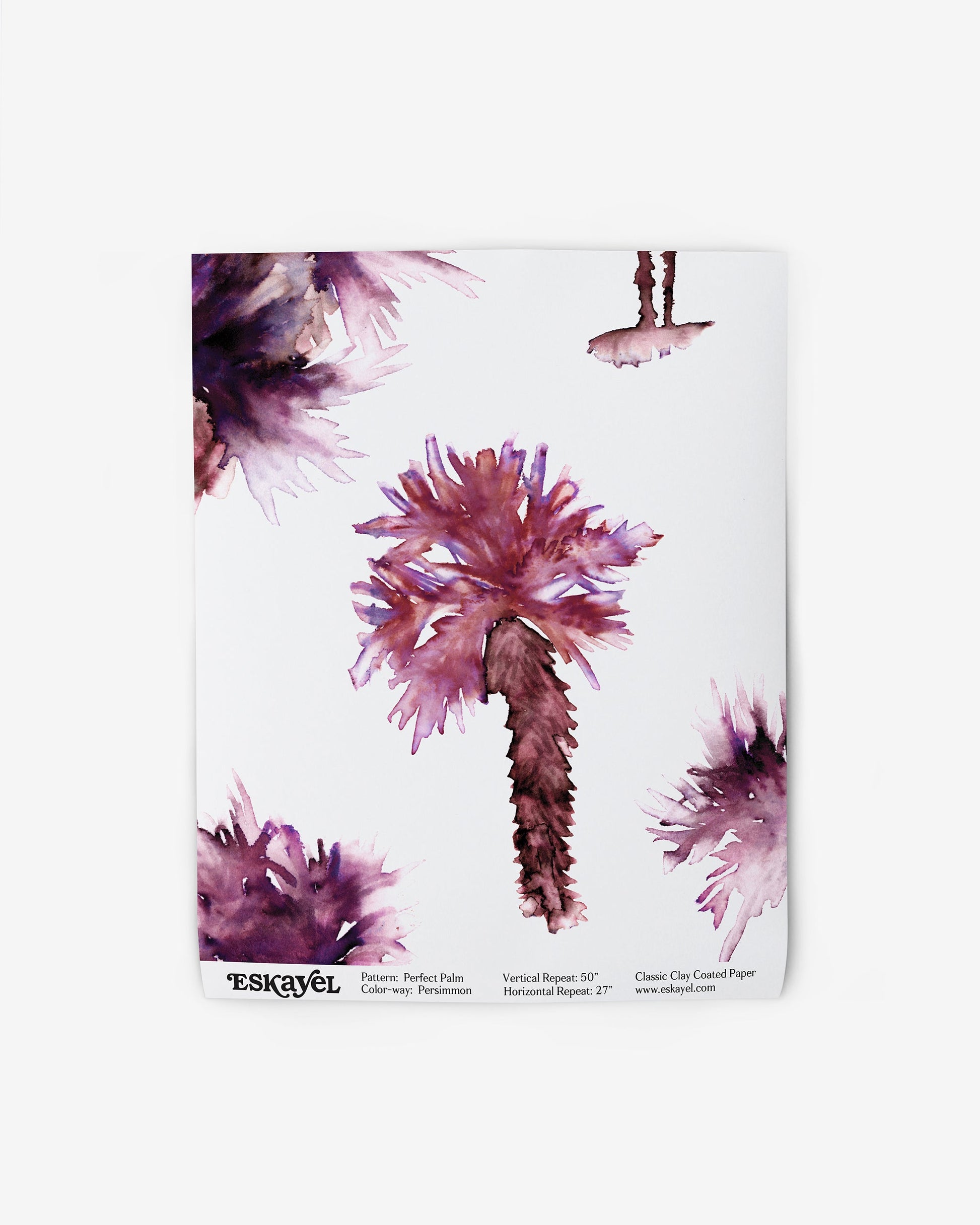 Purple watercolor palm trees on a Perfect Palm Wallpaper Persimmon background