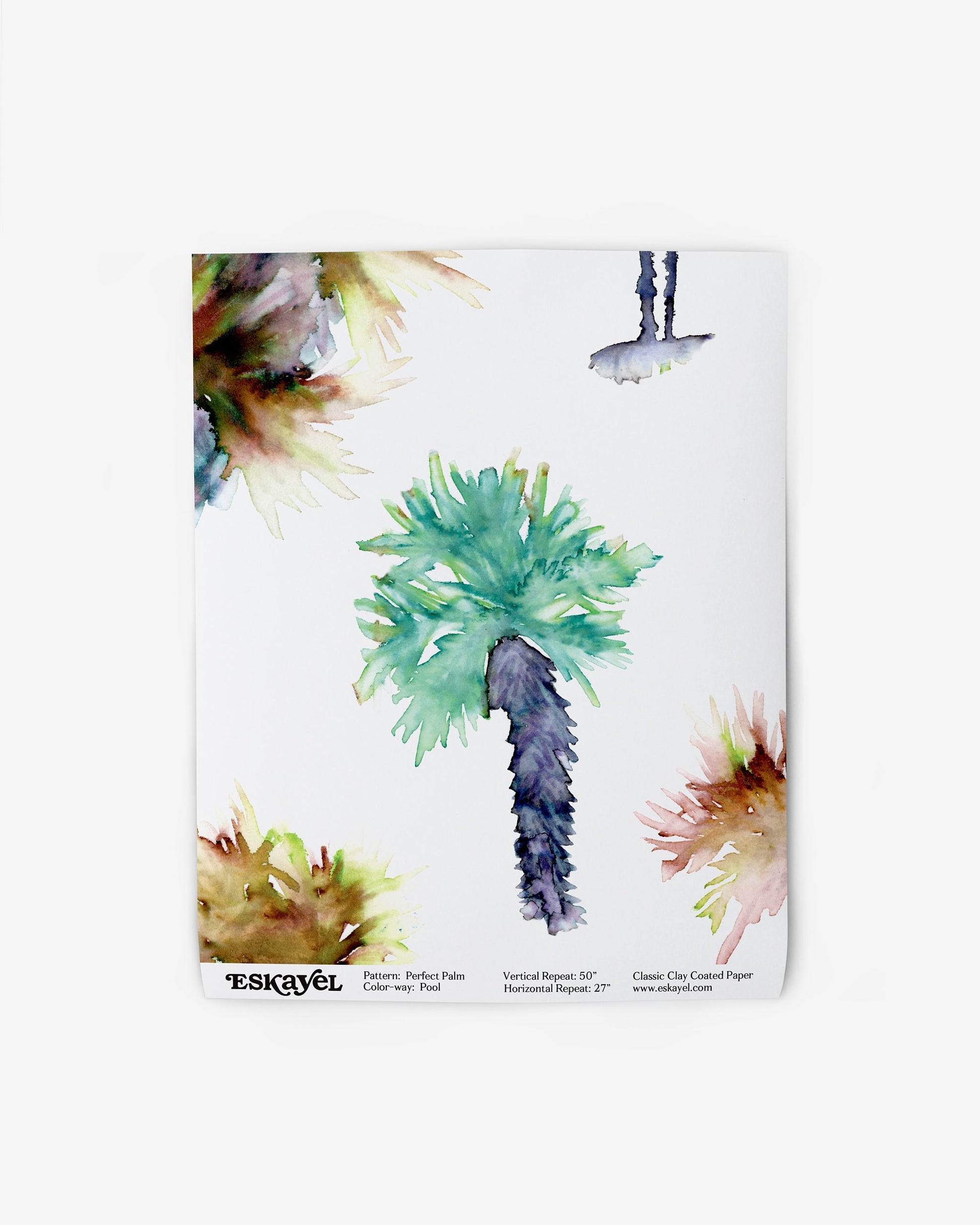 To Order a Perfect Palm Wallpaper Sample||Pool of palm trees on a white plate.