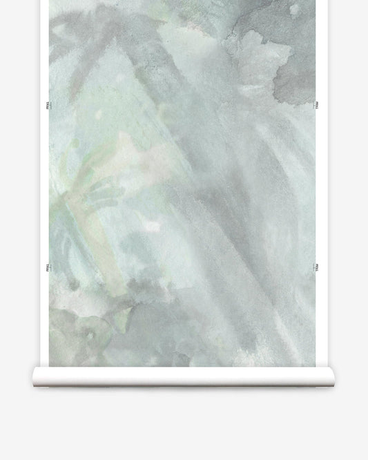 A watercolor painting in Reflettere Wallwallpaper Mural Aqua on a roll of wallpaper