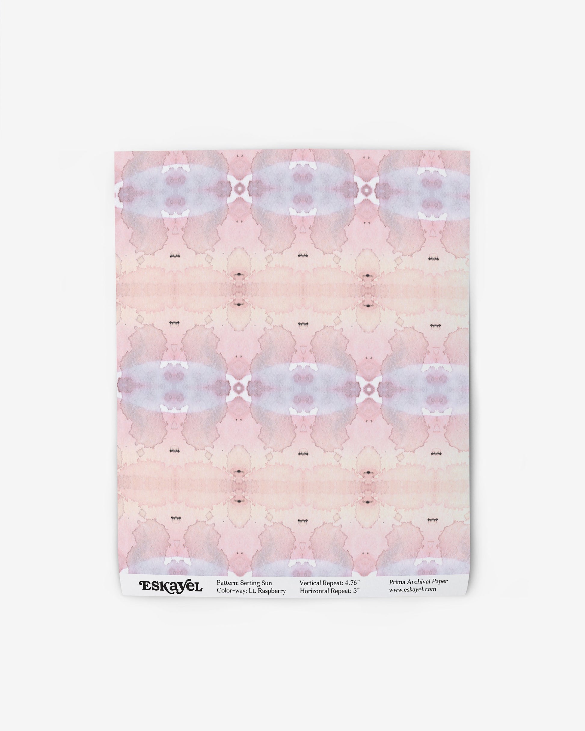 A pink and blue watercolor pattern on wallpaper, inspired by the abstract Setting Sun Wallpaper in Light Raspberryon wallpaper