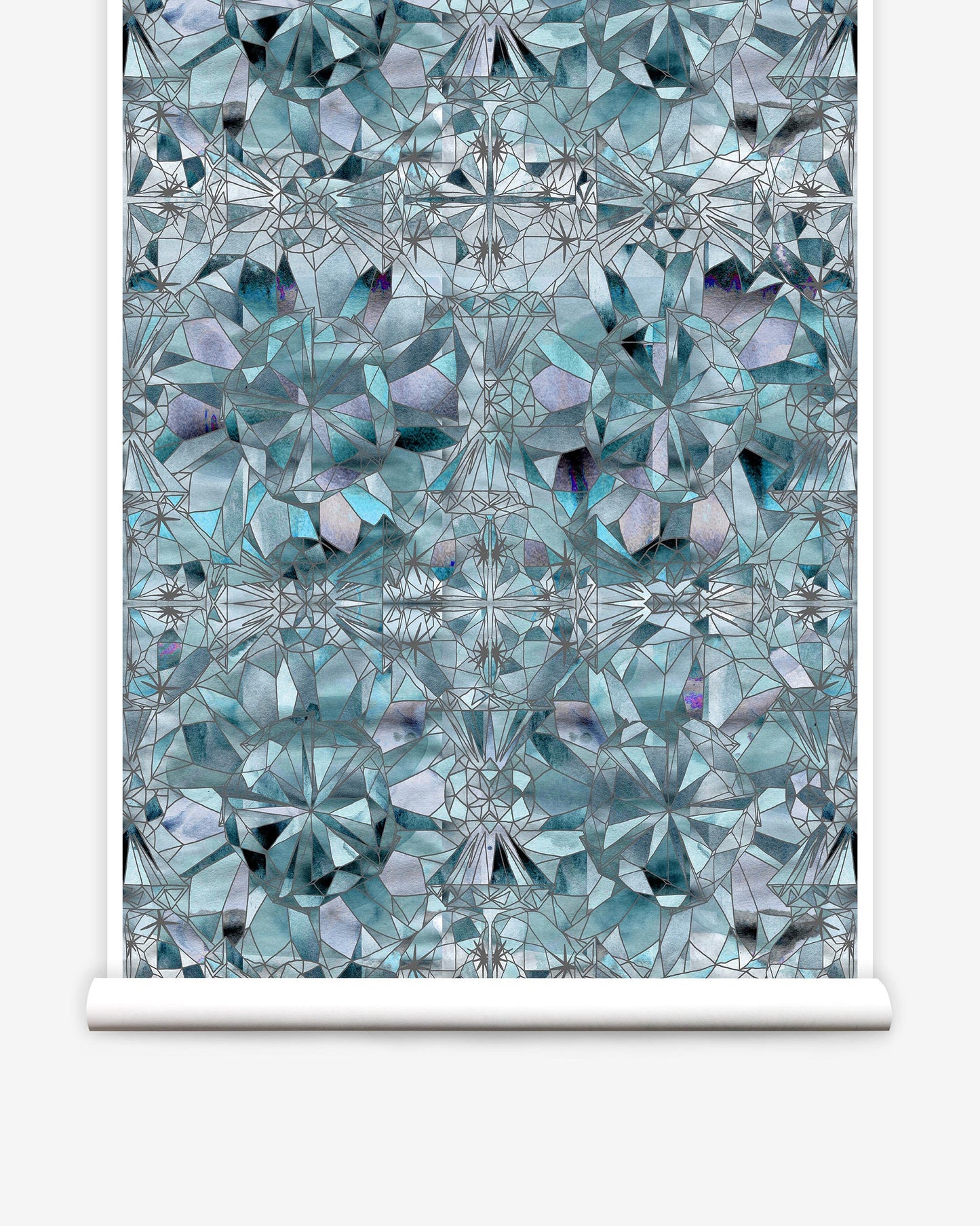 A blue and silver pattern on wallpaper creates a Solitaire Wallpaper Pool effecton wallpaper