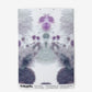 A purple and green abstract design on a white Species Wallpaper Indigo with a kaleidoscopic effect
