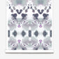 A roll of Species Wallpaper Indigo with a kaleidoscopic effect inked paper in purple and white pattern