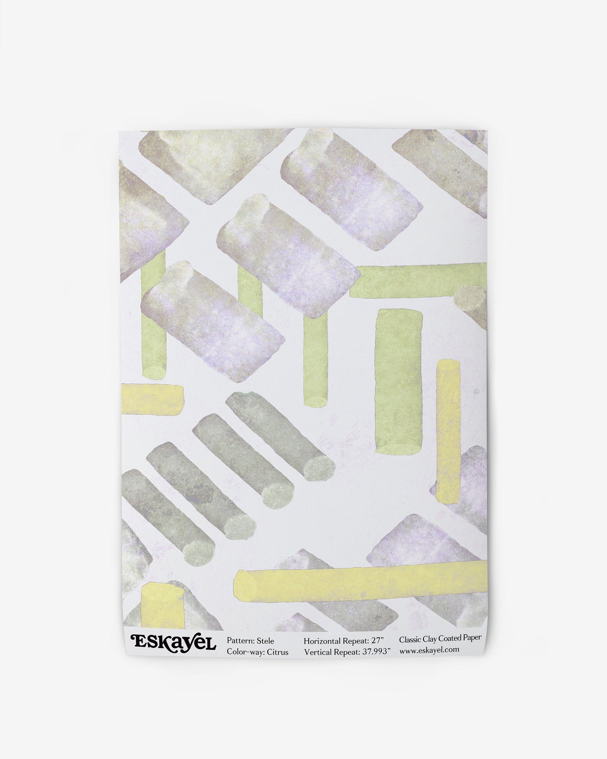 A white piece of Stele Wallpaper Citrus with a geometric pattern on it