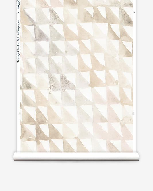 A white and beige Triangle Checks Wallpaper Sol geometric pattern with triangles