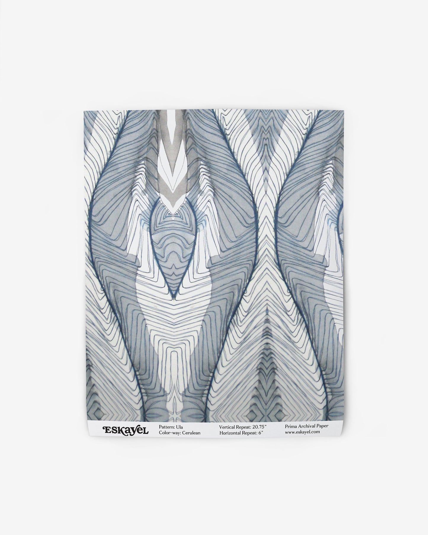 a Ula Wallpaper Sample Cerulean of the blue and white abstract design on a fabric, please visit our website
