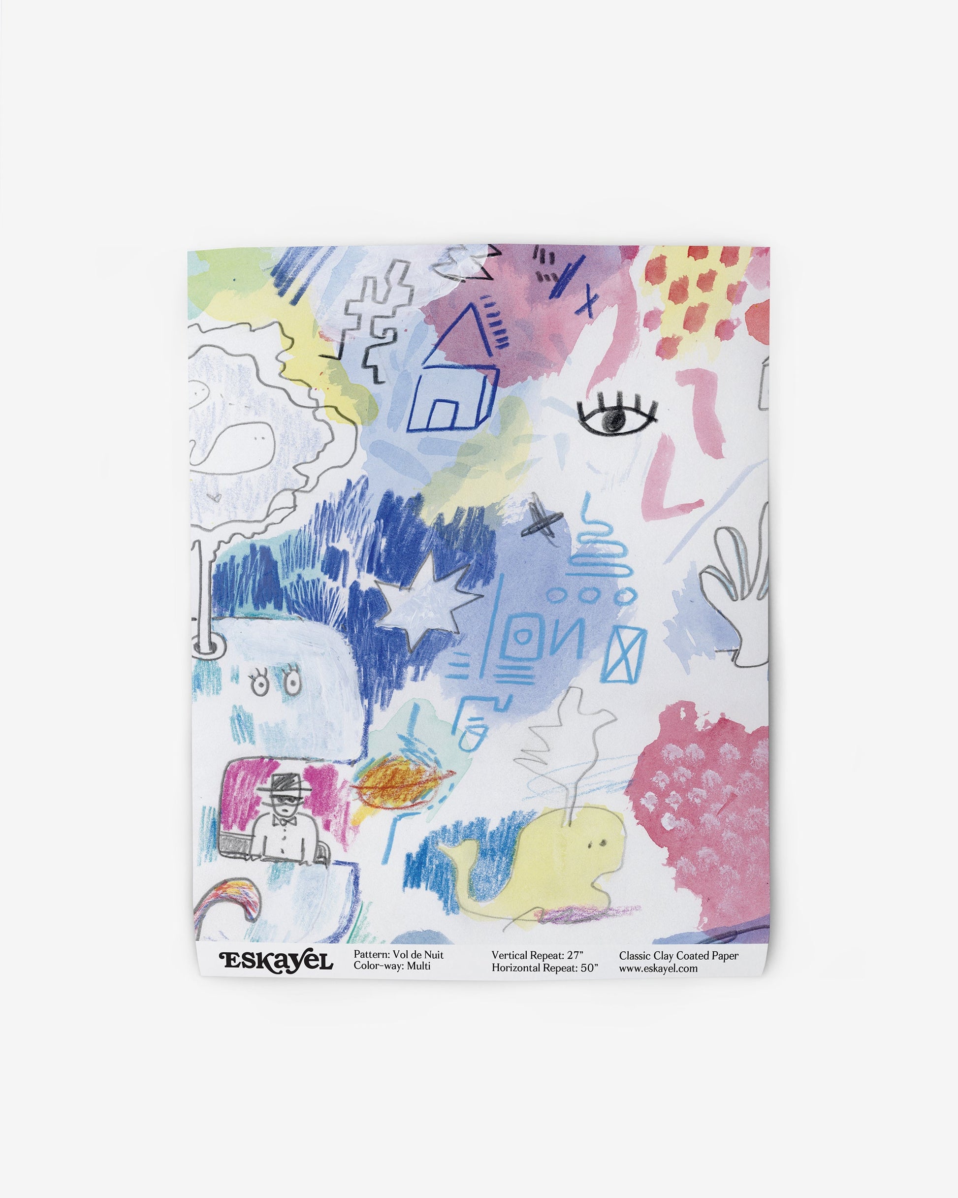 A colorful Vol de Nuit Wallpaper Multi with a drawing of a rainbow by Eskayel