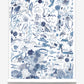 A blue and white watercolor print on wallpaper, perfect for Vol de Nuit Wallpaper enthusiastson wallpaper