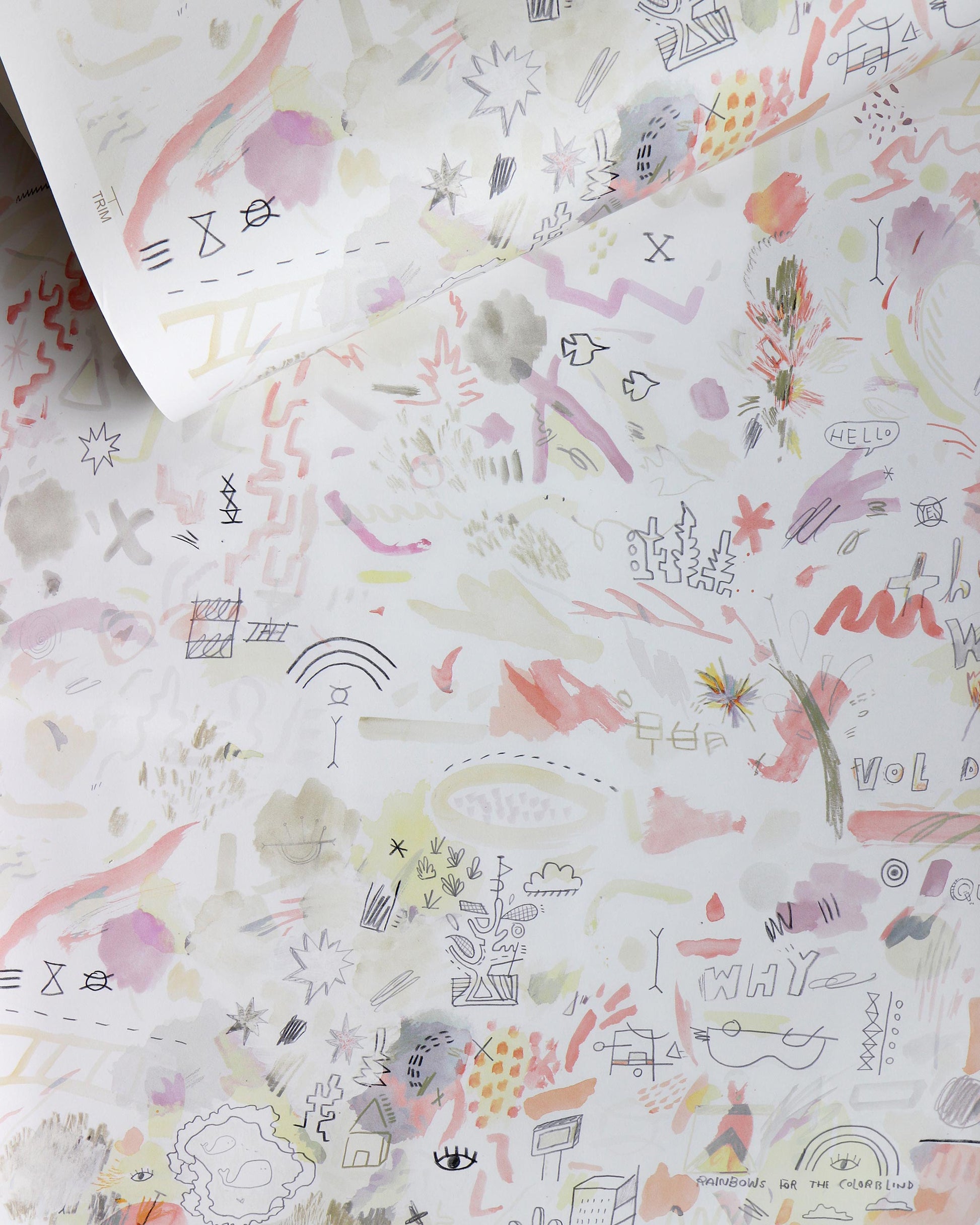 A piece of Vol de Nuit Wallpaper Sunshine with a lot of drawings on it