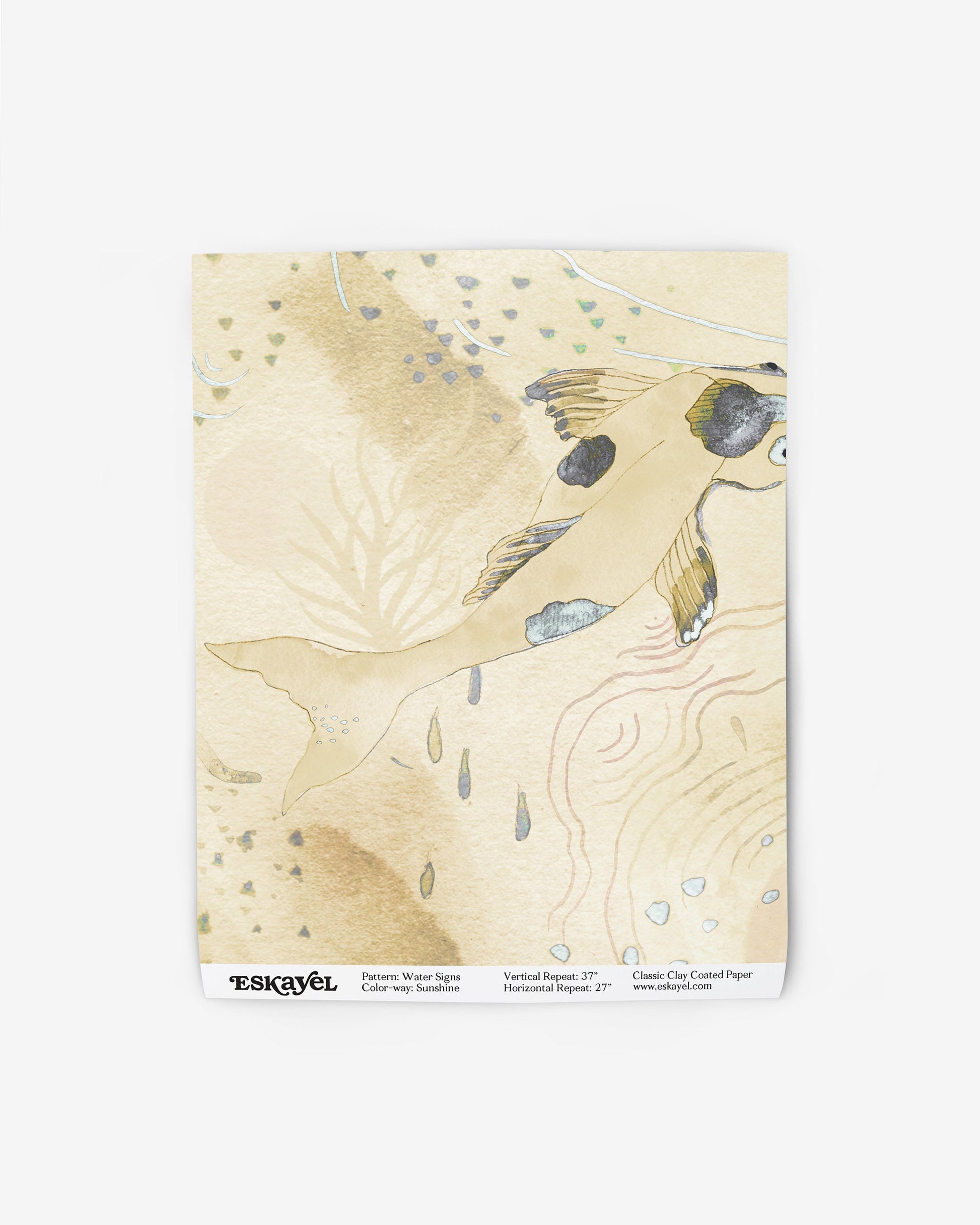 An illustration of Water Signs Wallpaper Sunshine on a white fabric