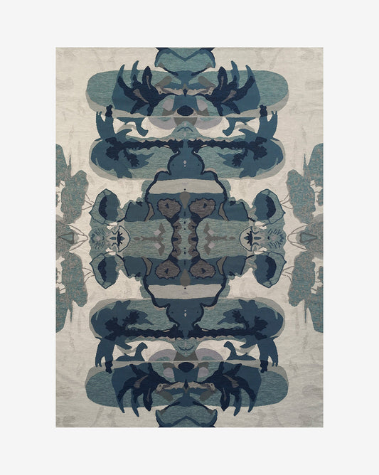 A luxury Diego Flat Weave Rug||Teal from the Presidio Collection with an abstract design.